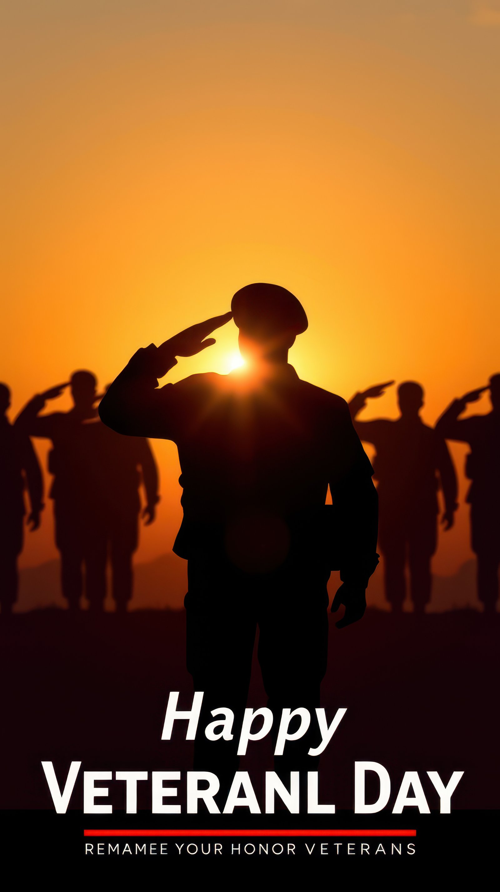Saluting veterans during sunset on Veteran Day in a solemn tribute to honor their service and sacrifice